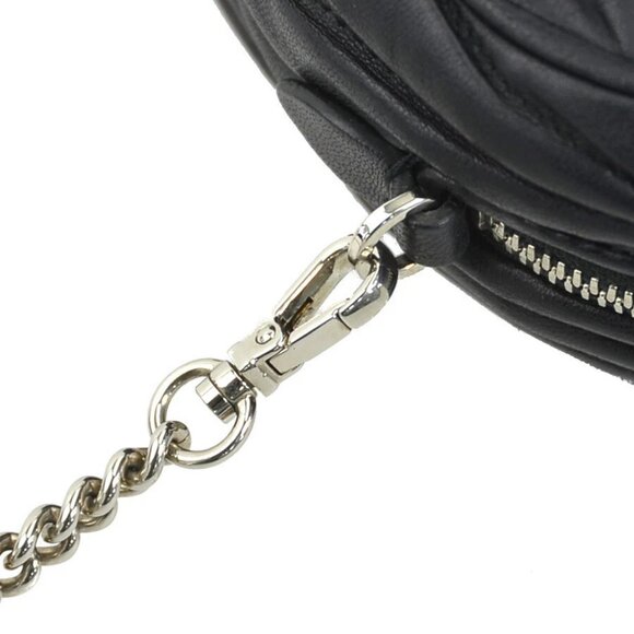 Auth MIUMIU Crossbody Shoulder Bag Black Leather/Silvertone - r10316a - Picture 10 of 14